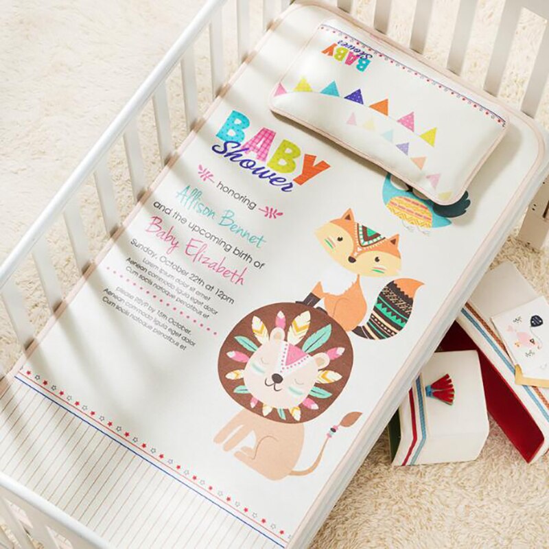 Baby tumling sommer cool måtte sengesæt puder madras sikkerhedsbeskyttelse is silke 2 stk/sæt tegneserie print bhs 006