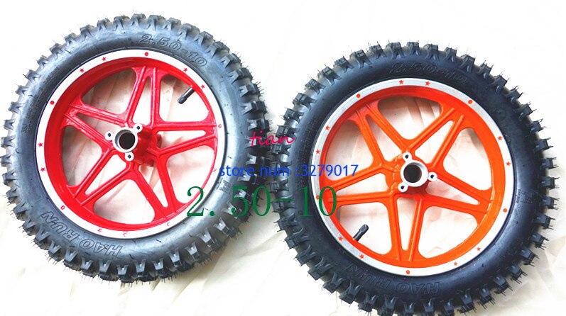 10inch (10'')Mini Dirt Bike Knobby Tire wheels 2.50-10 Front or Rear rims & tyre Off Road Motocross mini motorrad child