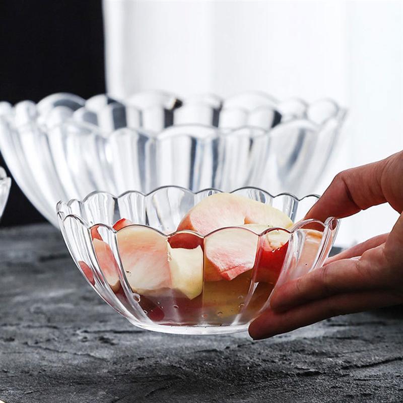 Akryl rund klar salatskål mad servering lotus skåle til frugt grøntsag dessert snack
