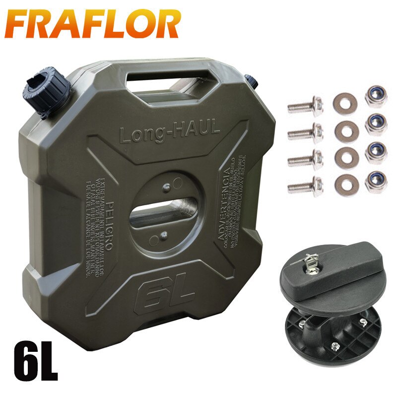 Jerrycan-tanque de combustible para motocicleta y coche, lata de gasolina de 6 litros, negro, verde, rojo, de repuesto