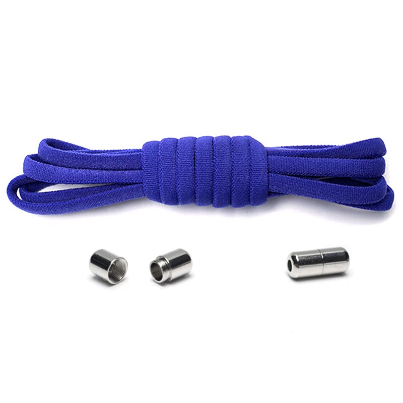 Cordones elásticos redondos sin lazos para niños y adultos, zapato Unisex, cordones para zapatillas, Color sólido, cierre rápido, 1 par: 12 Dard blue