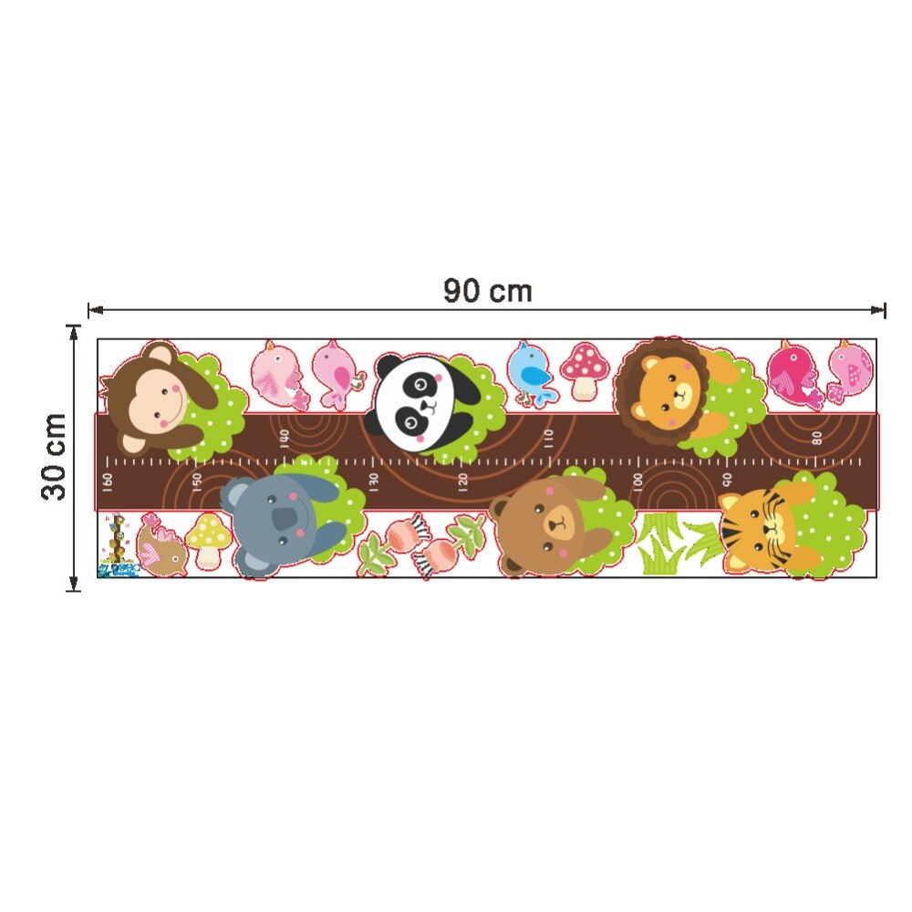 Cute Monkey Panda Lion Tree Animals Wall Decor Stickers For Kids Room Child Height Measure Stickers Adhesive Growth Chart Decal