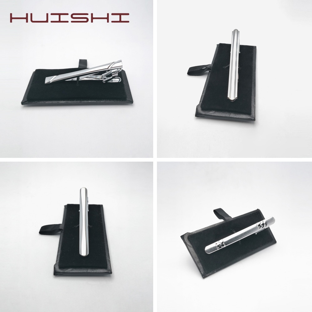 HUISHI Krawatte Stift Schließe Bar Krawatte Clips Für Männer Silber Farbe Männlichen Metall Kupfer Geschäft Krawatte Clip Herren Krawatte Clips