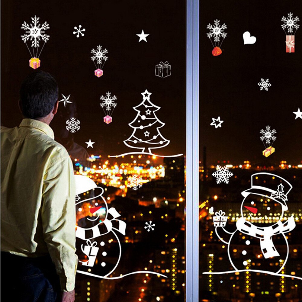 Christmas Snowman Removable Home Vinyl Window Wall Stickers Decal Decor Christmas Transparent window Wallpaper #30