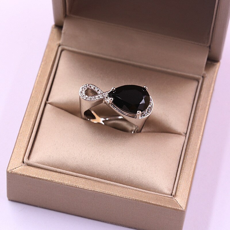 Fdlk Glamour Sieraden Black Zirkoon Vrouwen Ring Meisjes Party Accessoires Engagement Wedding Ring