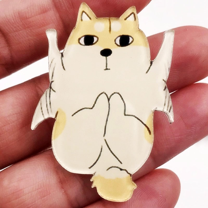 1Pcs Goede Acryl Pin Grappige Hond Kat Pictogram Broche Mooie Badge Decoratie Op Rugzak Kleding Sjaal Hoed Decoratie op Zak: Nickel-Free White
