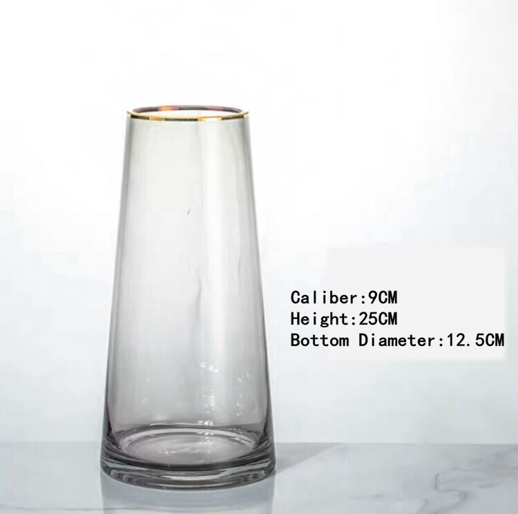 Nordic Glass Vase Flower Vase Tabletop Vase Flower Arranging Home Decoration: grey middle