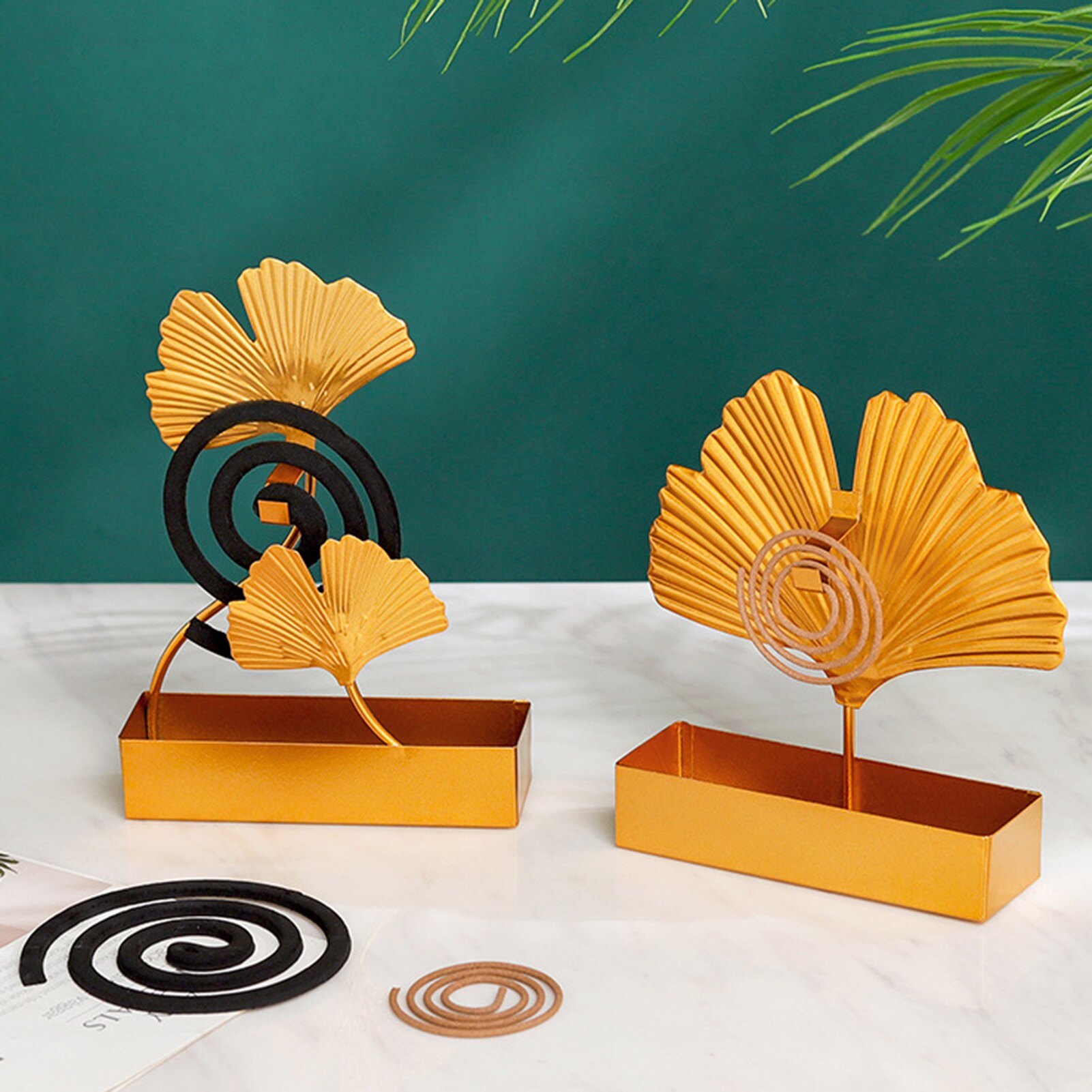 Ginkgo Blad Decoratie - Luxe Gouden Metalen Sculptuur, Nordic Design