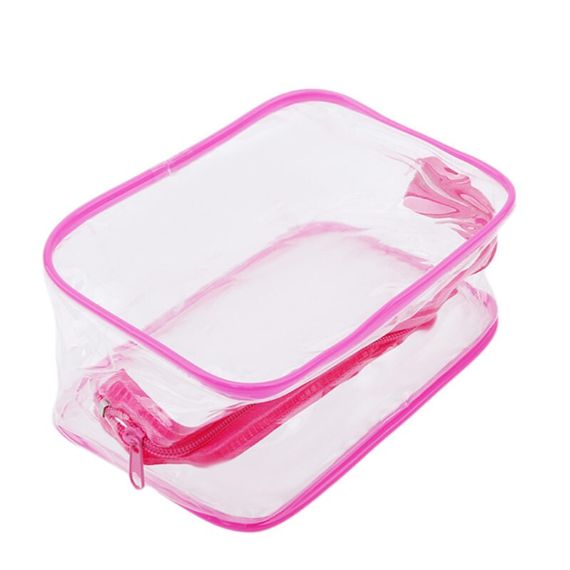 Pvc Cosmetische Zakken Vrouwen Transparant Clear Make-Up Tas Travel Organizer Bad Wassen Tote Beauty Opslag Rits Pouch Make Up Case: Pink / Small