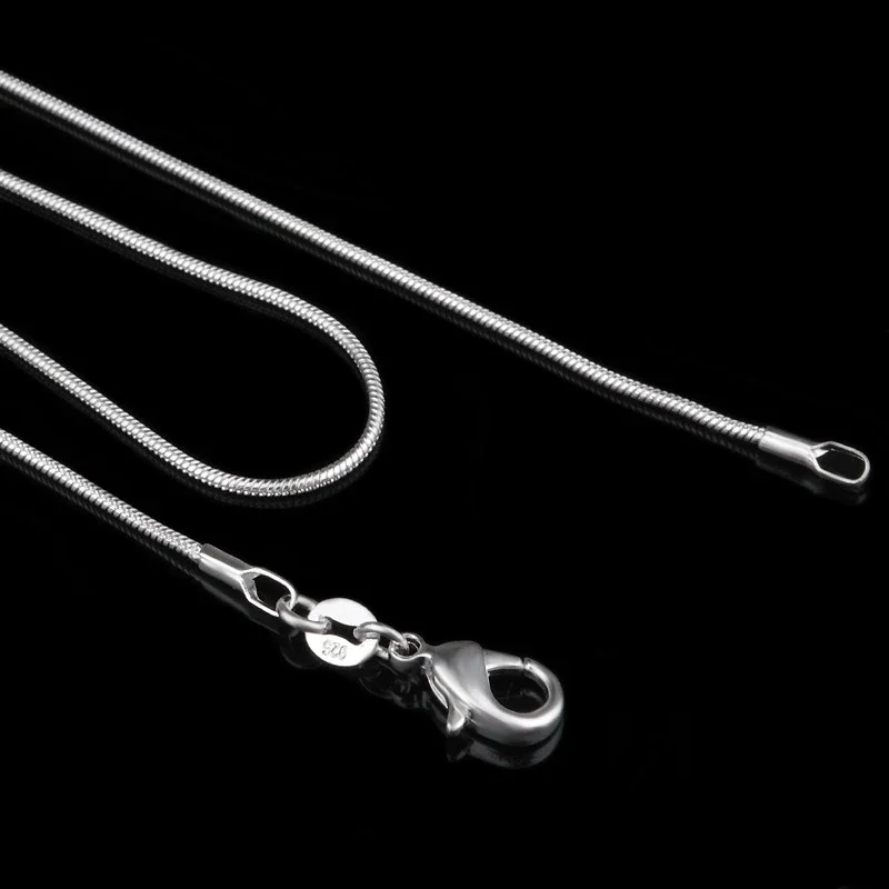 collar fino de plata de ley 925 para mujer, joyería de plata de , cadena de serpiente, collar de 1mm 16 18 20 22 24"