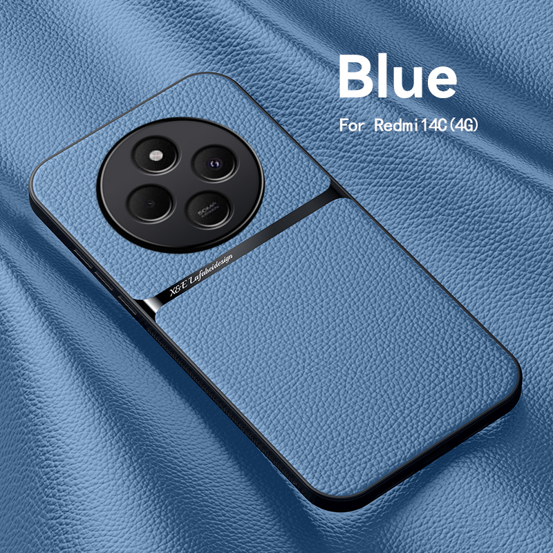 Luksuriøst magnetisk skinndeksel i ensfarget farge til redmi 14 14c støtsikkert bakdeksel: Svart / Redmi note 14 5g ( global)