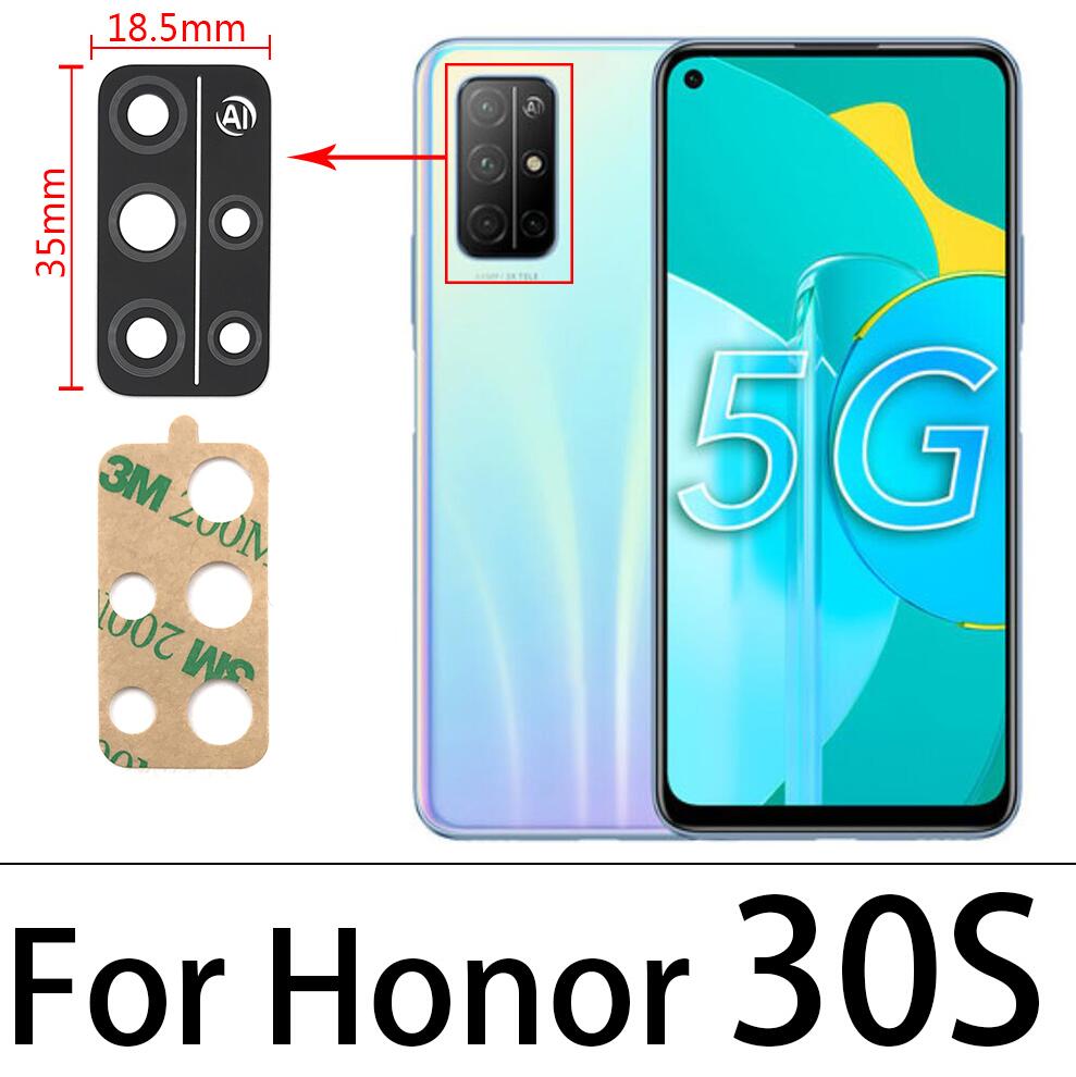 Per Huawei Honor 9X V20 20i 20 20S 30S 30 P30 Pro P40 Lite Posteriore Posteriore Dell'obiettivo di Macchina Fotografica copertura in vetro di Ricambio con Adesivo: Honor 30S