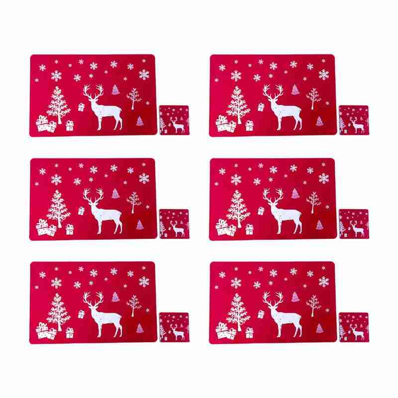 Mantel Individual navideño para para el hogar, mesa de cena, Mantel Individual, decoración de tapete, 6 pares