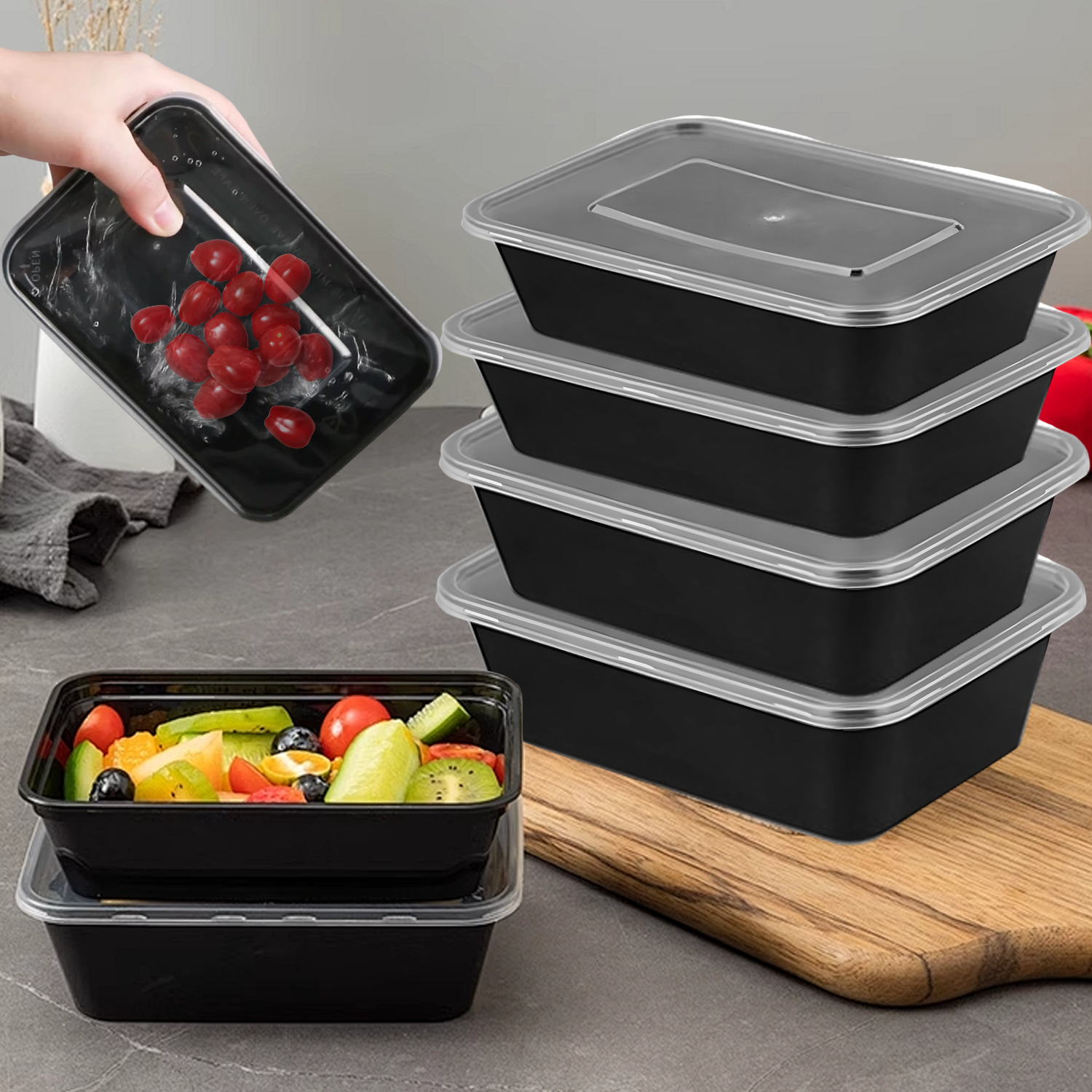 Duże Pojemniki Jednorazowe na Żywność Plastikowe Pudełka na obiad z Pokrywką Kuchenne Lodówki Opakowania na Żywność Pudełka robić Przechowywania Zastawa Stołowa