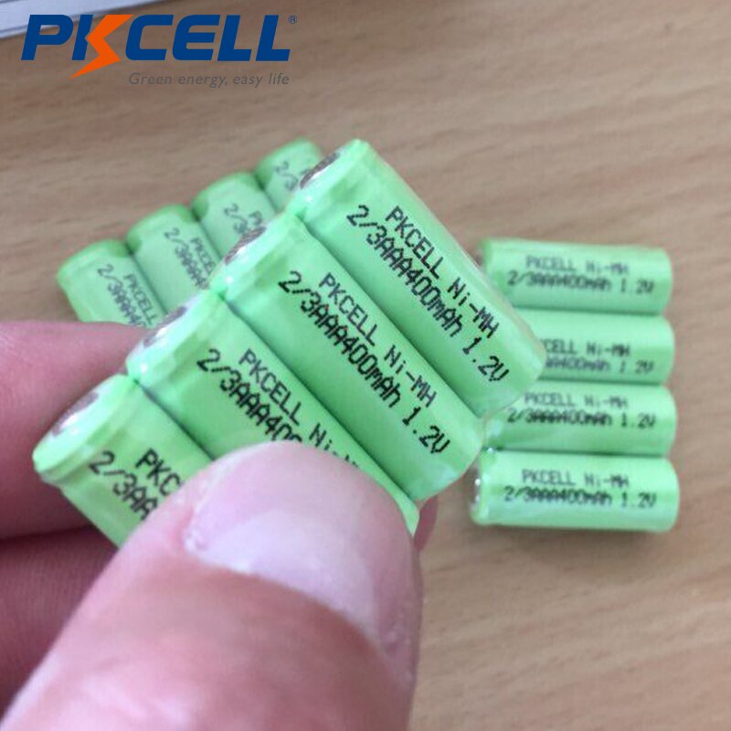 12Pcs Pkcell 1.2V Nimh 2/3AAA Batterijen 400Mah Ni-Mh Oplaadbare Batterij Geen Tab Platte Top