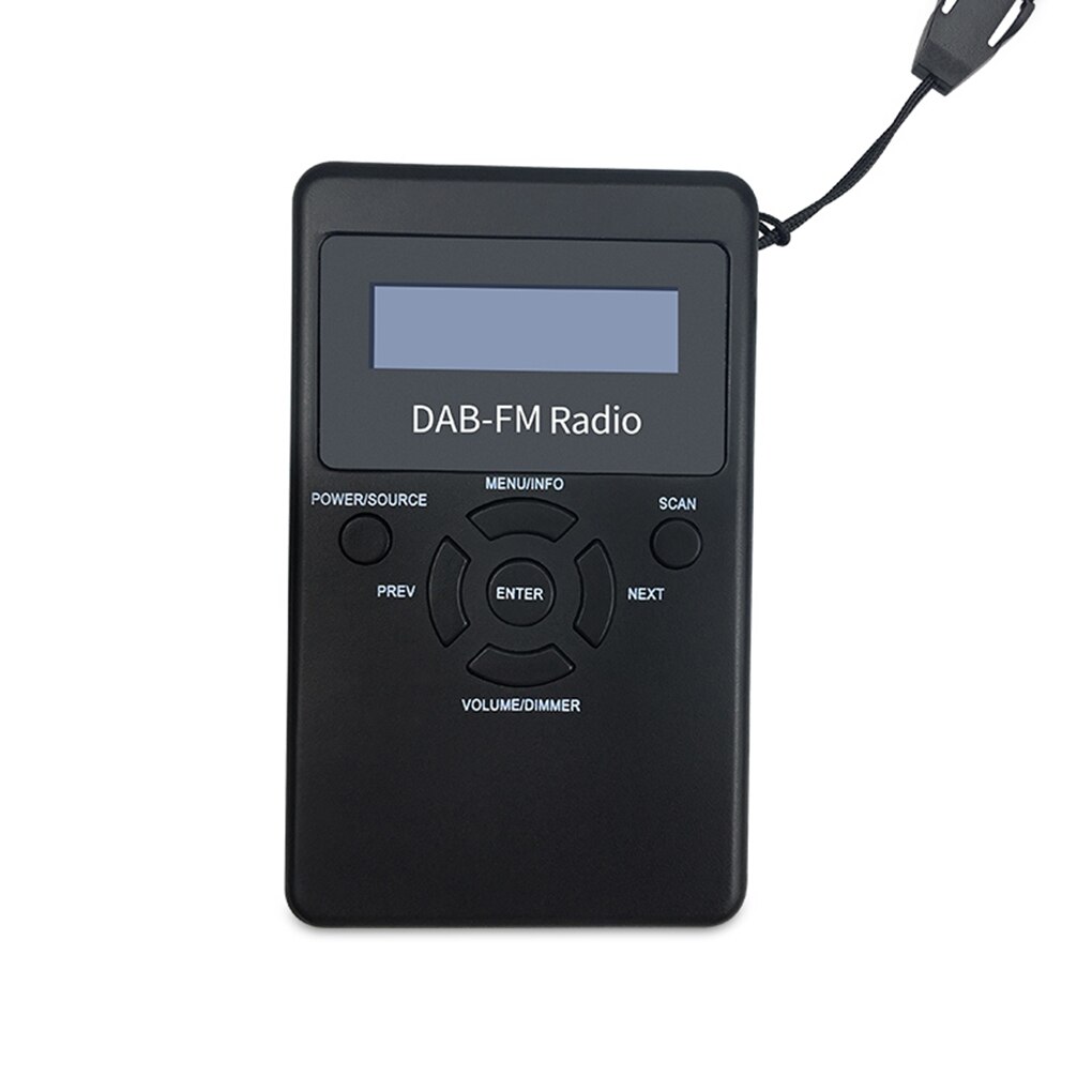 Portable Digital DAB FM Radio Rechargeable DAB Stereo Lossless Receiver with Earphone Lanyard 1.2" LCD Display Screen