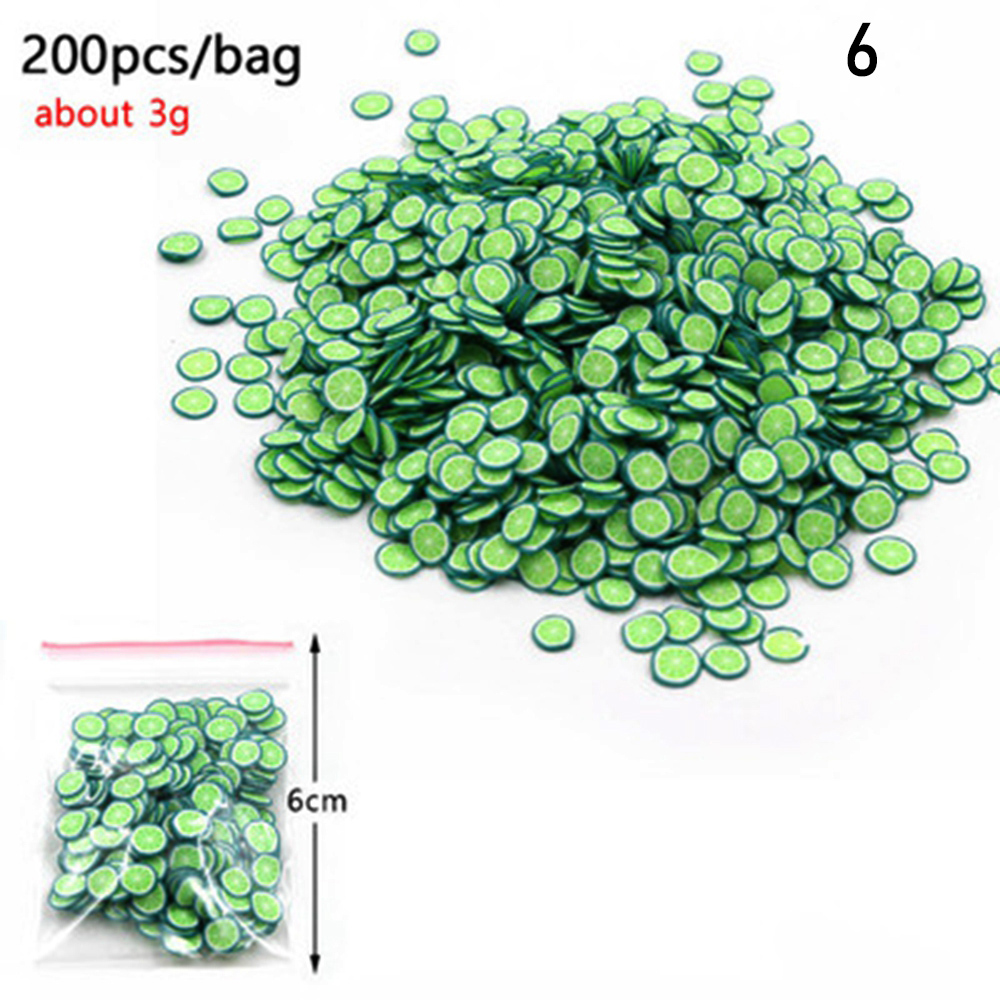 200pcs Frutta Bead Pendenti e Ciondoli per Slime Accessori Birichino Decorazione FAI DA TE Aggiunta in Melma Clound Sabbia Giocattolo di Riempimento Scintillio Chiaro set: 06