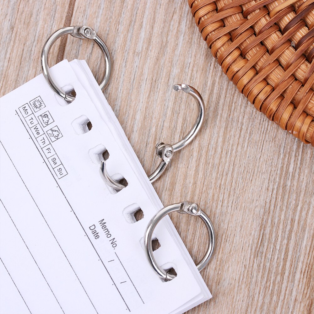 10pcs/Lot Metal Loose Leaf Book Binder Hinged Rings Keychain Circle DIY Album Ring Scrapbook Binders Craft Photo Album Split