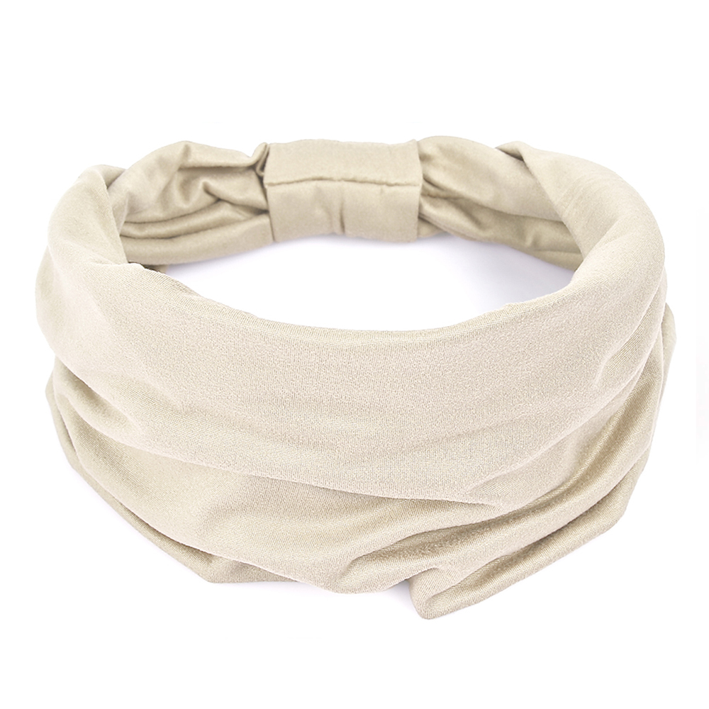 Diademas anchas para mujer, bandas elásticas suaves antideslizantes para el cabello, envolturas para la cabeza para Yoga y gimnasio, pañuelo de turbantes africanos de tela de algodón anudado: Beige