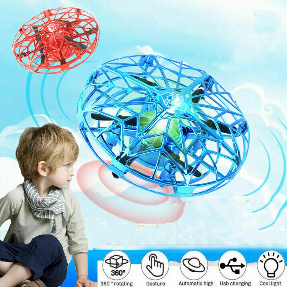 Mini Drone Quad Induction Levitation UFO LED Light USB Charging Kids Toy RC Airplanes