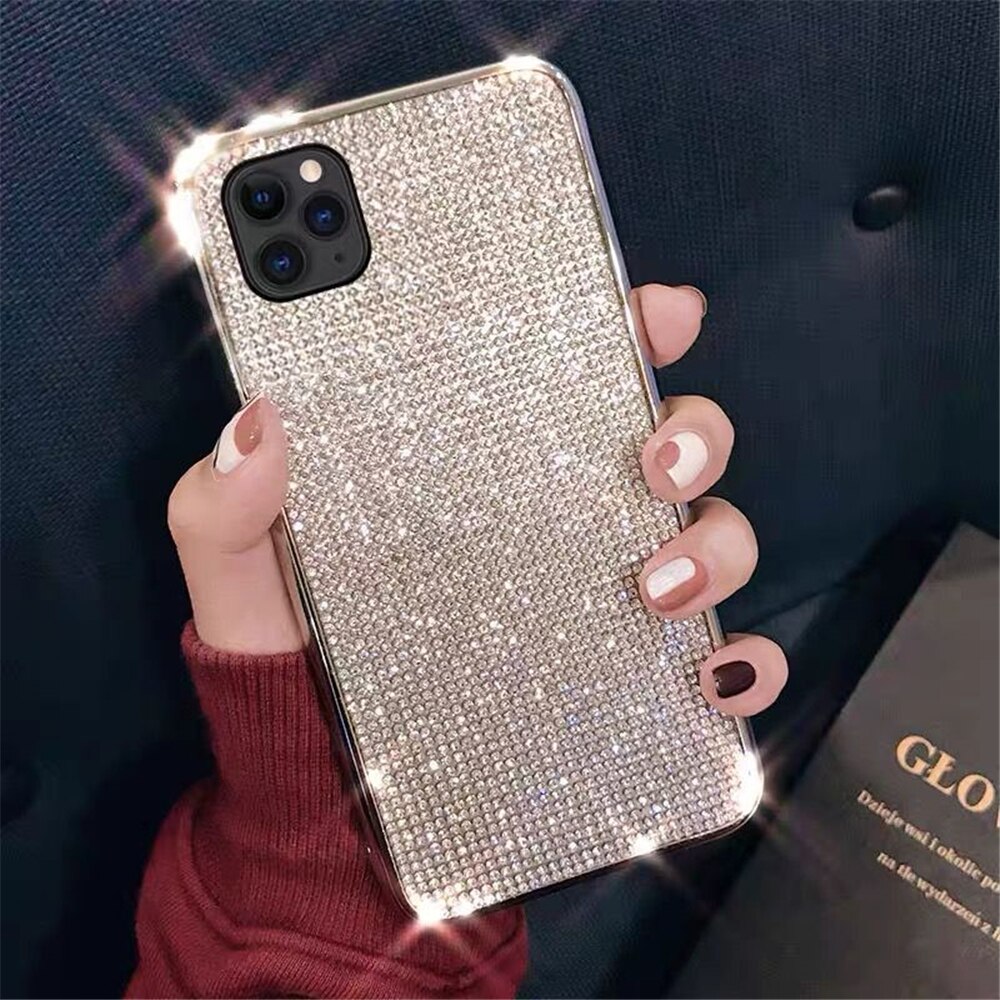 Luxus Strass Glitter Telefon Fall für iPhone 12 11 Pro Max XS Mini XR X 6 7 8 Plus SE2 shiny Diamant Weiche Silikon Zurück Abdeckung