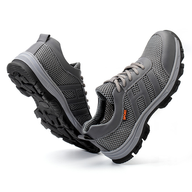 Herenschoenen, steekwerende, doordringende gasbesparende schoenen, heren werkschoenen, vliegende geweven casual werkschoenen, stalen neus, werkschoenen