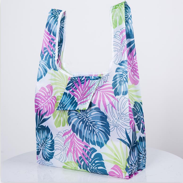 Green Foldable Reusable Eco Shopping Bag Flower Tote Folding Pink Flamingo Pocket Pouch Handbags Storage Bags: FB shuye