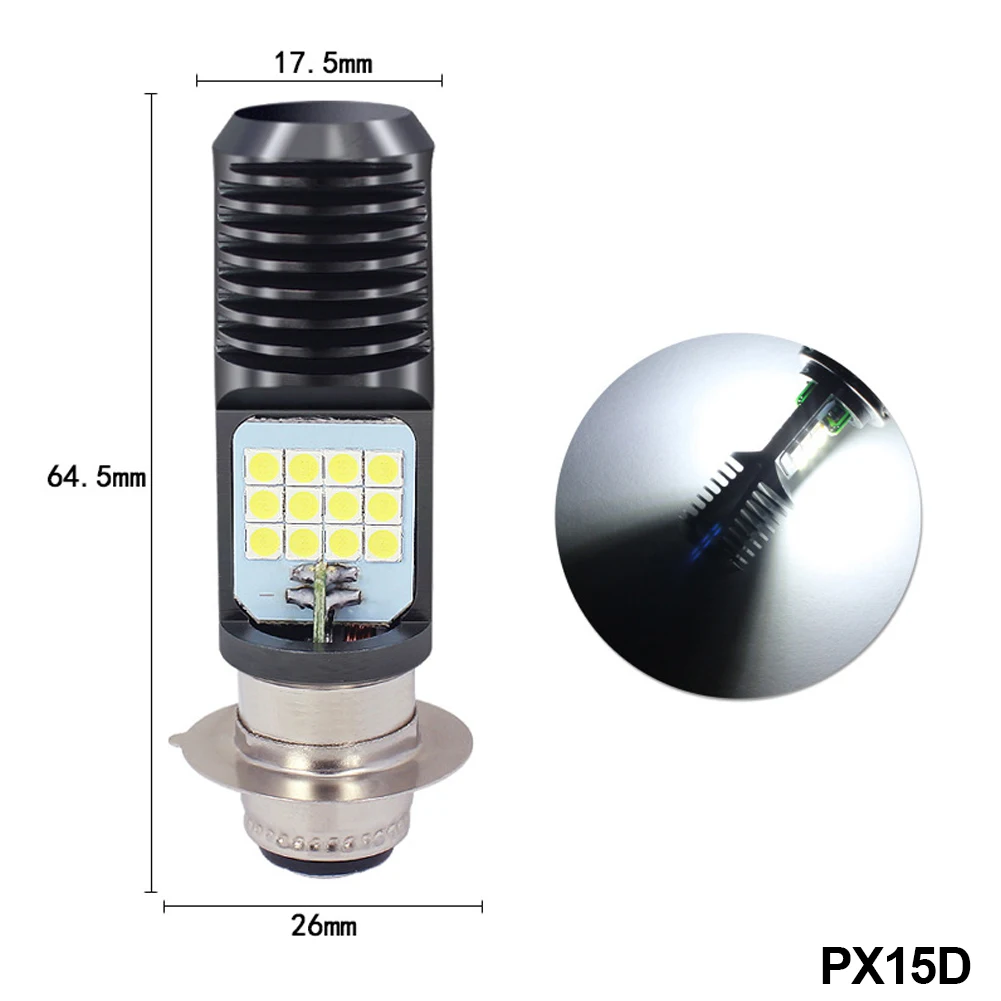 Motorcycle H4 HS1 BA20D P15D Headlight 3030 24MSD LED Light Bulbs Dual Color White Yellow Plug And Play For ATV Moped Bike: Ivory
