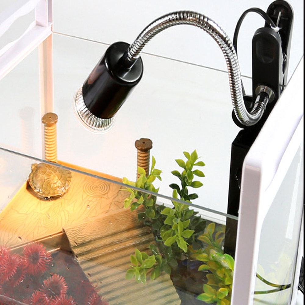 Uva/Uvb E27 Reptiel Aquarium Warmte Lamp Clip-On Lamp Verstel Houder Schildpadden Koesteren Uv Verwarming Lamp kit Voor Hagedis Schildpad