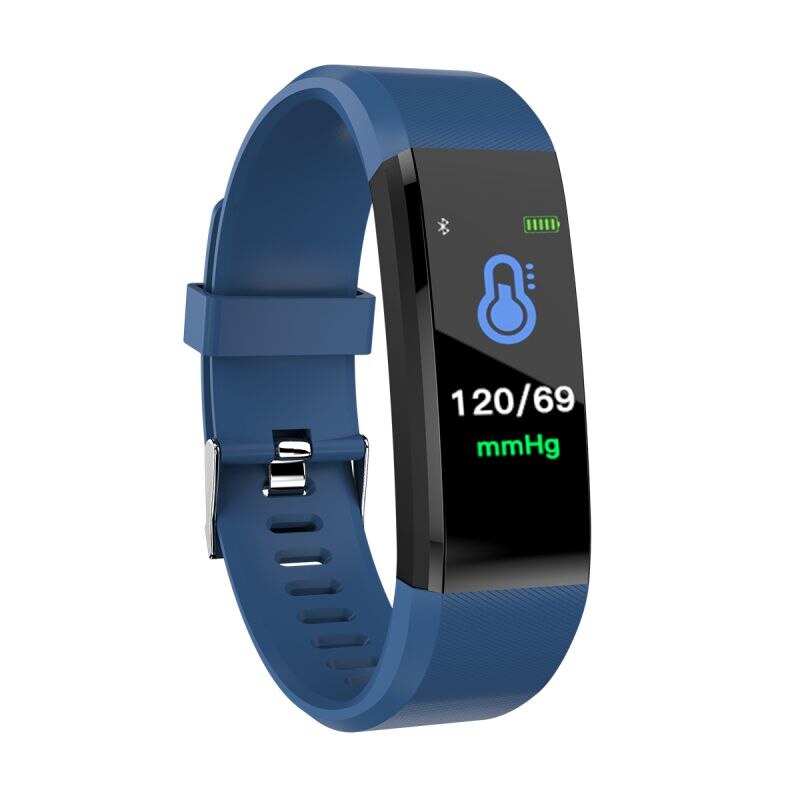 Outdoor Fitness Apparatuur Polshorloge Unisex Hartslagmeter Bloeddruk Fitness Tracker Smartwatch voor Sport: Blauw