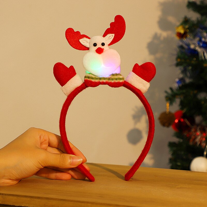 Lysende julehoved spænde jul hovedbeklædning hårnål julemanden hjort snemand julepynt: Lightfawn