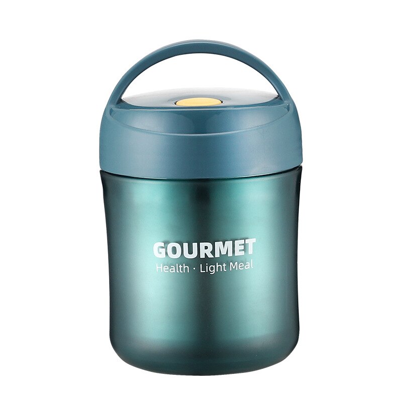 500ML Mini Thermos Soup Cup Lunch Box Stainless Steel Food Thermos Mug Container Microwave Oven Soup Cup Bento Box For Kids: B-Green