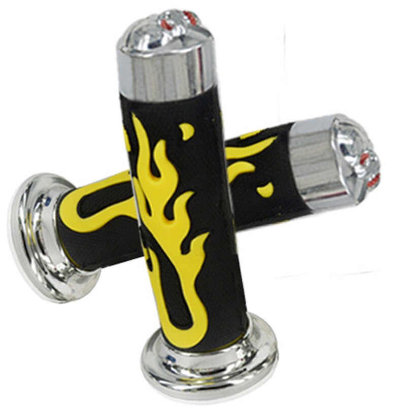 5 colors 22/24mm Universal Fire Model Skull Colorful Skeleton Rubber Motorcycle Handle Bar Grips Scooter Handlebar For Honda: Yellow-Black