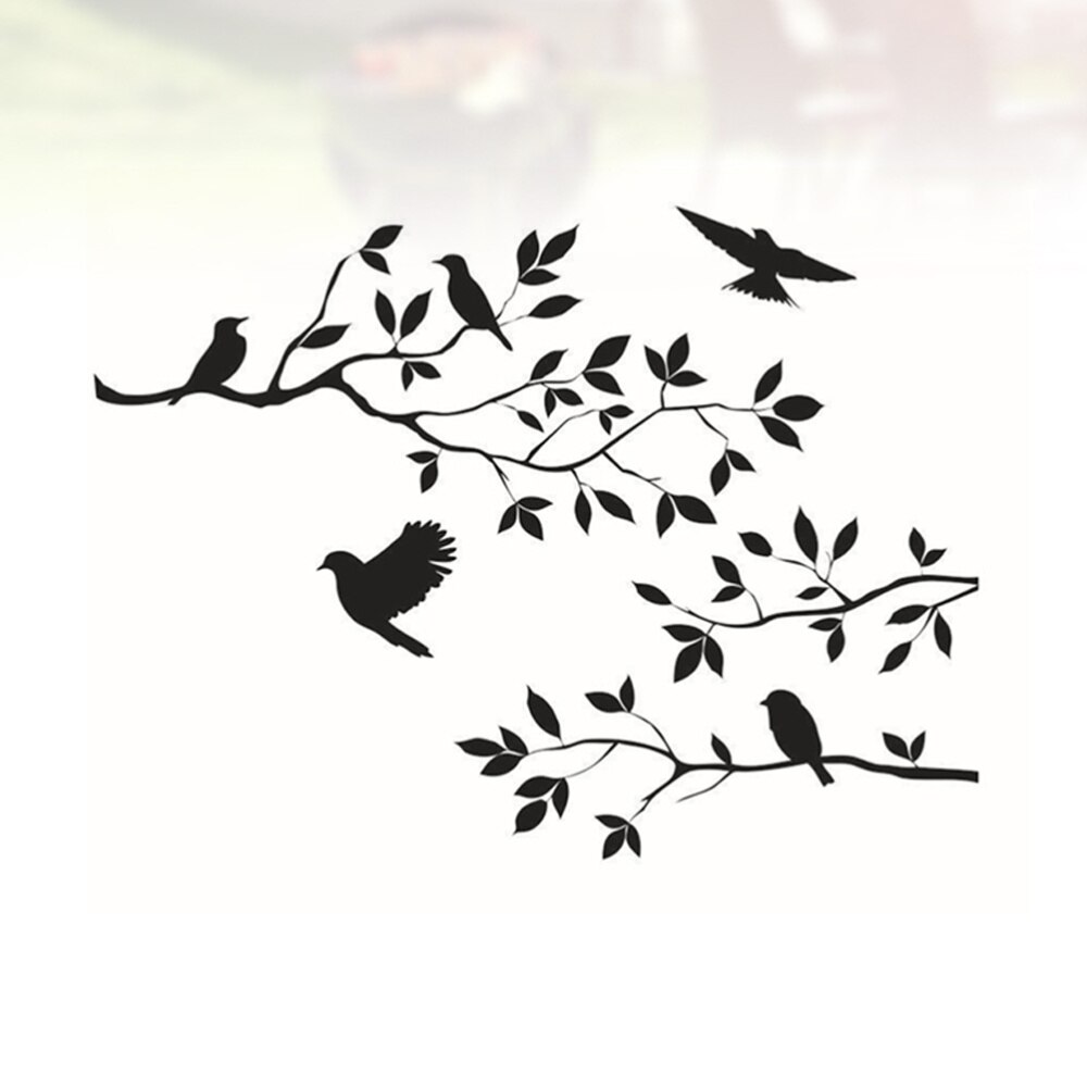 Tree Branch Birds Wall Sticker Vinyl Removable Art Wall Decals for Living Room TV Sofa Background Decoration