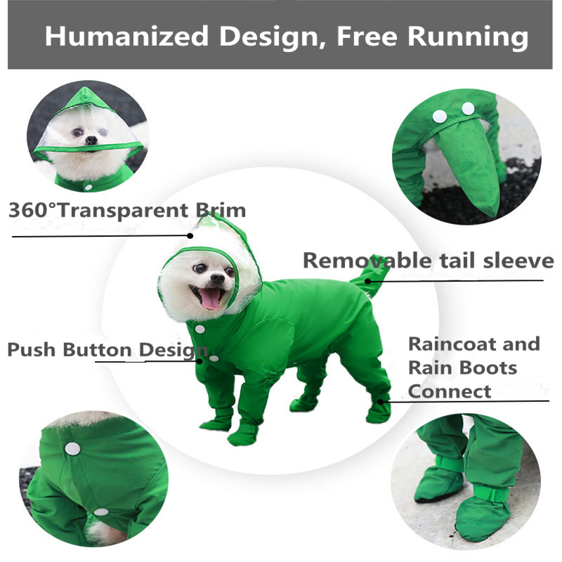 Chubasquero con botas para perro, impermeable, todo incluido, para perros pequeños y medianos, ropa para cachorros y gatos, Mono
