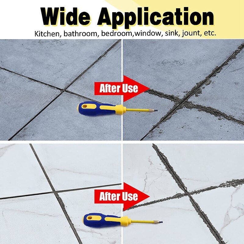 Practical 4 in 1 Tile Grout Remover Grout Scraping Rake Tool with 2 Carbide Alloy Head Grout Remover Scraper (0.8mm,2mm,3mm,4mm