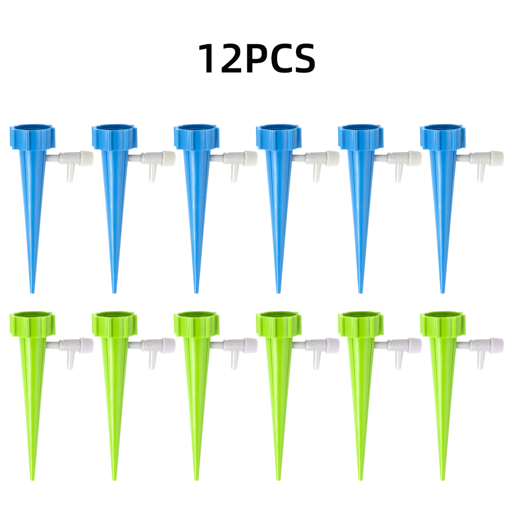 12/6pcs Self Watering Spikes Drip Irrigation System Automatic Watering Device Adjustable Plant Watering Tools for Garden Plants: 12 PCS Green Blue