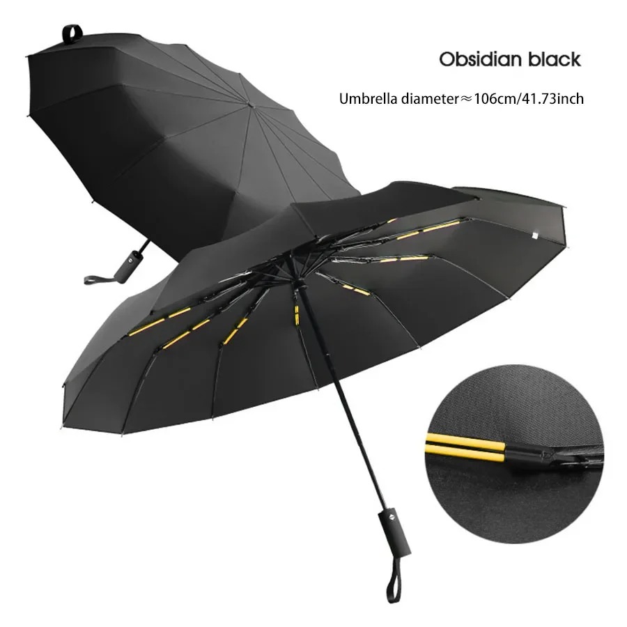 Guarda-chuva reforçado resistente ao vento masculino, forte e durável, protetor solar anti-UV, guarda-chuva de negócios, guarda-chuva ensolarado feminino, 24 ossos: Vermelho