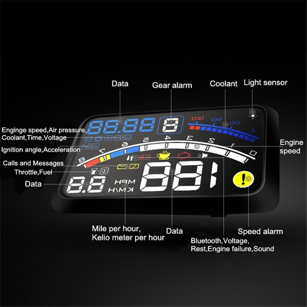XUNMA-pantalla HUD Head-Up para coche, sistema de advertencia de exceso de velocidad, proyector de parabrisas, alarma de voltaje electrónico automático, OBD2 II, EUOBD