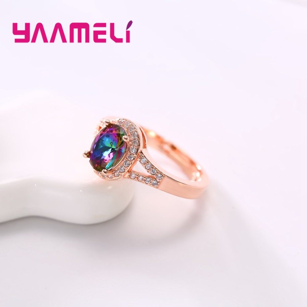 8 disegni in argento Sterling 925 apertura regolare anello per fedi nuziali per uomo donna chiaro/arcobaleno mistico zircone cubico accessori per feste