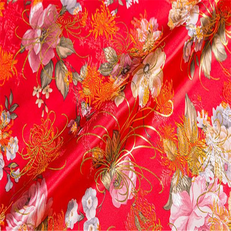 Jacquard polyester stof brokade kinesisk traditionel betydning stof til at lave smuk tegnebog: 1 rød