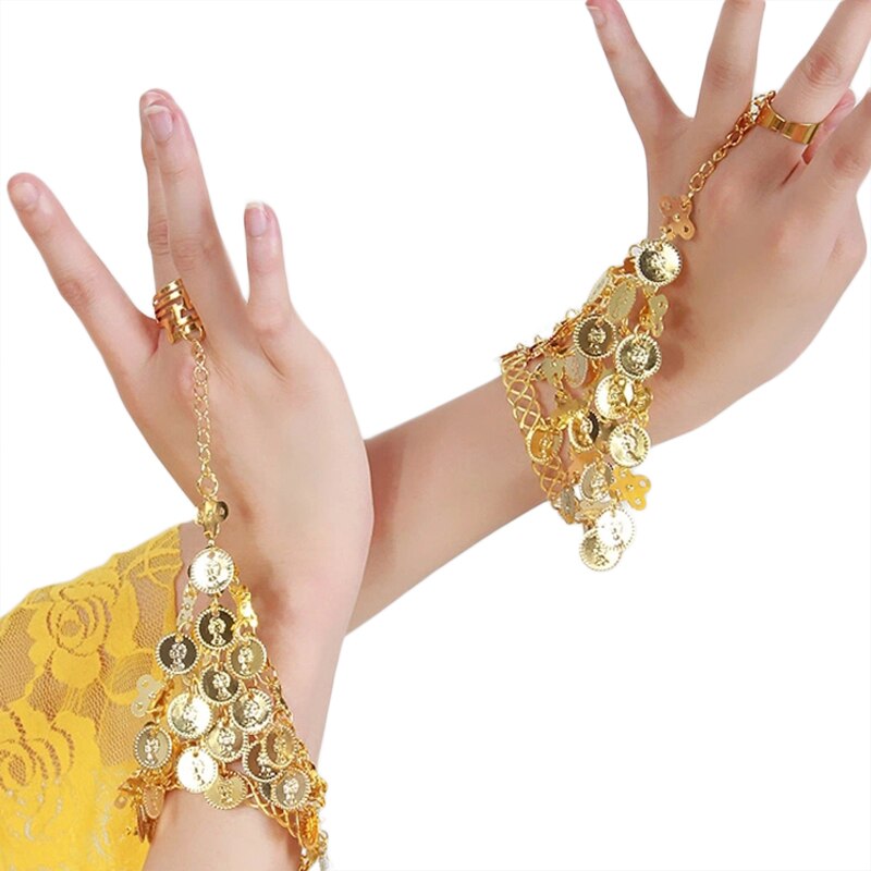 Ropa de baile joyas estilo Bollywood brazaletes para bailar 1 par conjunto de joyas accesorios de joyería hindú