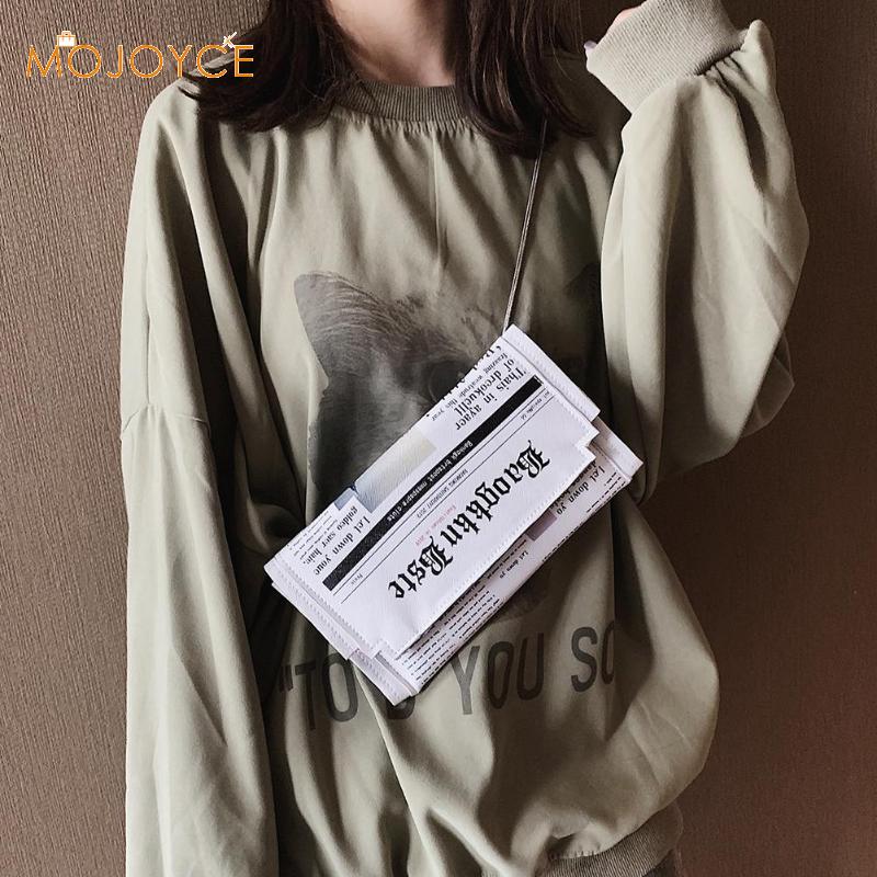 Frauen Zeitung Print Crossbody Umhängetasche Lässige Flap Hülle Tasche Tag Kupplungen Geldbörse Kette Schulter Tasche PU Handtasche