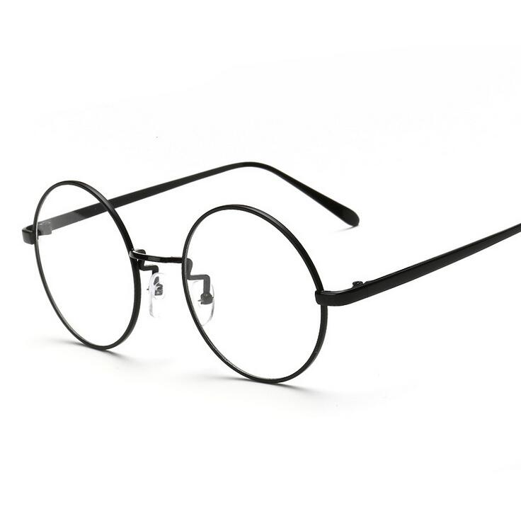Oversized Korean Round Glasses Frame With Clear Lens, Unisex Retro Gold Rim Eyeglass Optic Frame Vintage Spectacles
