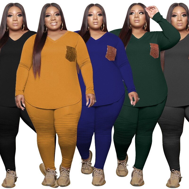 Grande Taille Femmes Vêtements Deux Pièces Ensemble 4xl 5XL 2 pièces Pantalons Et Haut Ensemble décontracté Grande Taille Zestawy Deux Pièces Grande Taille Conjuntos