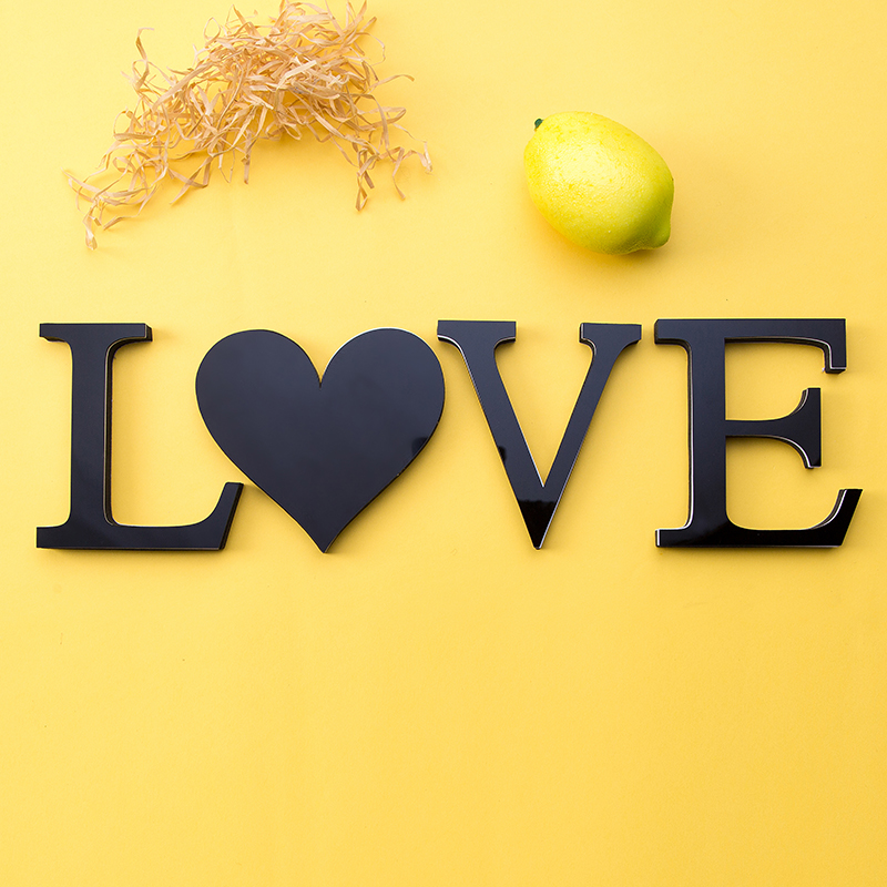 Zwart Engels Letters 3D Spiegel Muurstickers Home Decor Voor Woonkamer Slaapkamer Behang Peel &amp; Stok Spiegel Acryl Poster