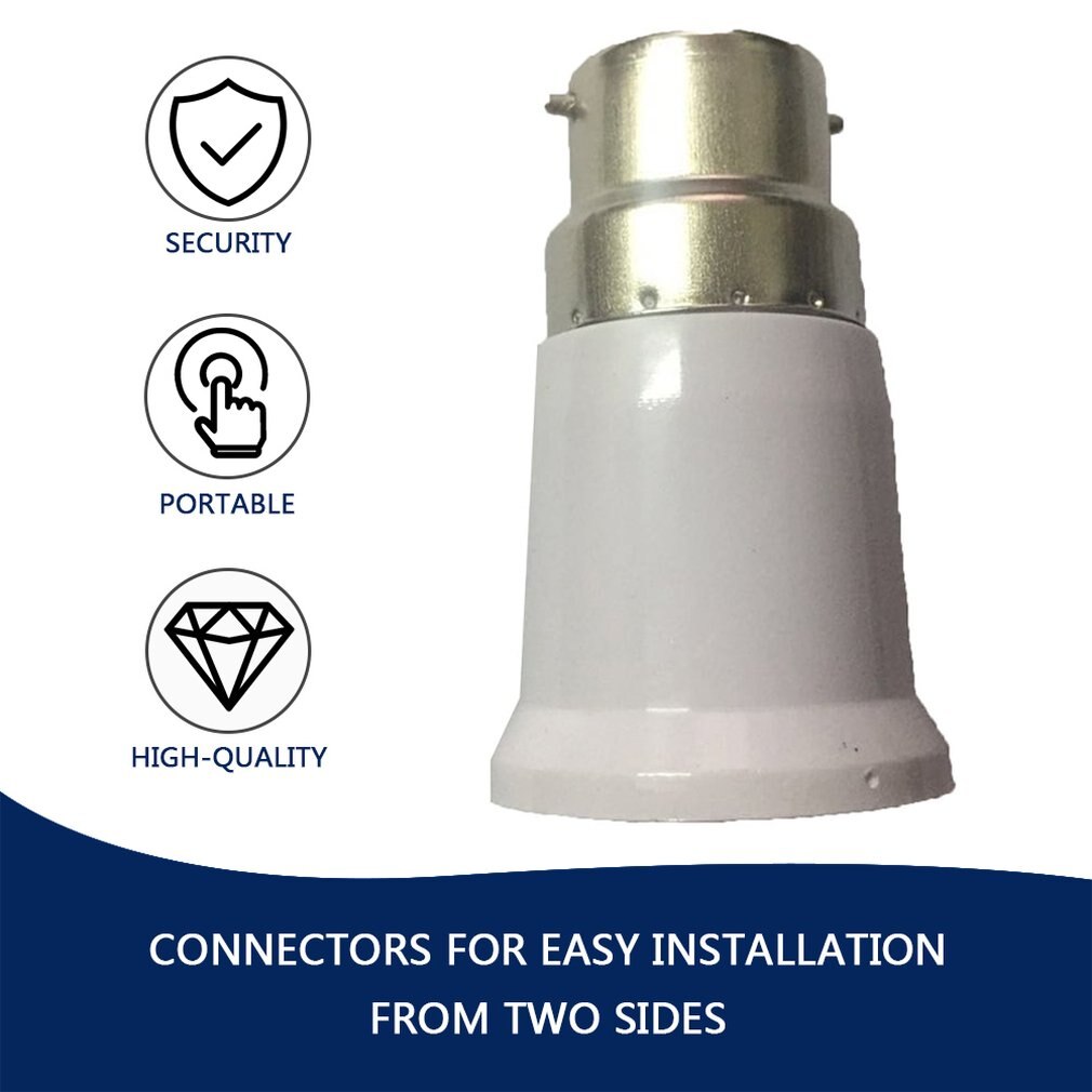 ICOCO White B22 to E27 Socket Light Bulb Lamp Holder Adapter Plug Extender Lampholder Converter Socket Change