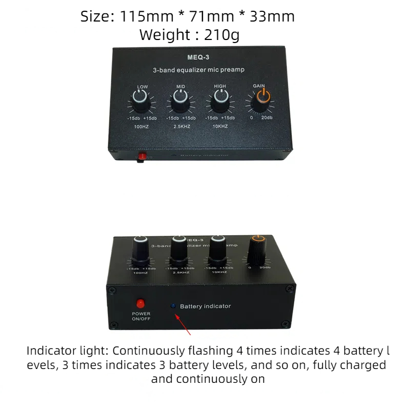 GHXAMP 3 égaliseur micro préampli carte son en direct haut-parleur extérieur Microphone dynamique haut-parleur amplificateur aigus moyens basses
