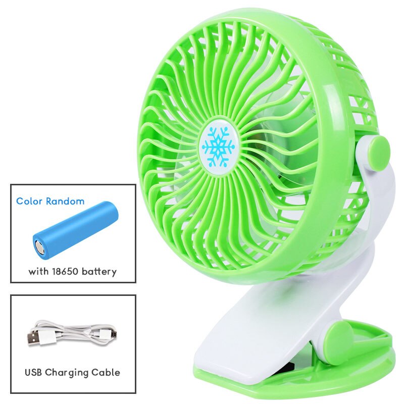 Summer Portable usb Mini Fan Small Flexible Handy Usb Charging Fan Noiseless Rotate 360 Degree Desktop Clip Electric Sleep Fans: Green