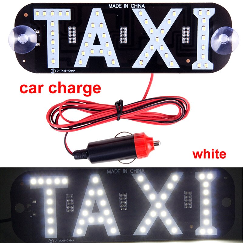 Werbung Licht für Taxi Tafel Zeichen 12V LED Auto Ladegerät Windschutzscheibe Taxi Anzeige Signal Licht Windschutzscheibe Lampe Taxi oben licht: Ladegerät Weiß